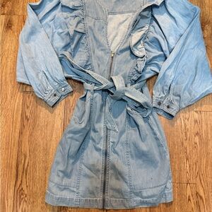 Free People Light Blue Belted Denim Dress — Size XS